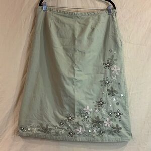 Floral Embroidered Green Skirt CJ Banks